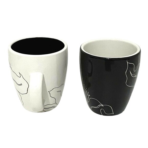 Laurie Gates Antilles Black and White Floral Mug Lot of 2 - Picture 4 of 6